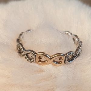 PANDORA Sterling Silver with 14K Gold Infinite Love Stackable Ring Size 8